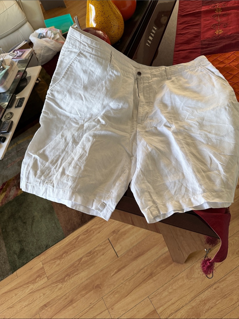 Tasso Elba White Linen Casual Shorts